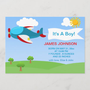 Carte de Faire-part de naissance bébé garçon d'avi