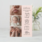 Carte de Faire-part de naissance Collage photo mod (Debout devant)