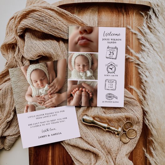 Carte de Faire-part de naissance Collage photo mod
