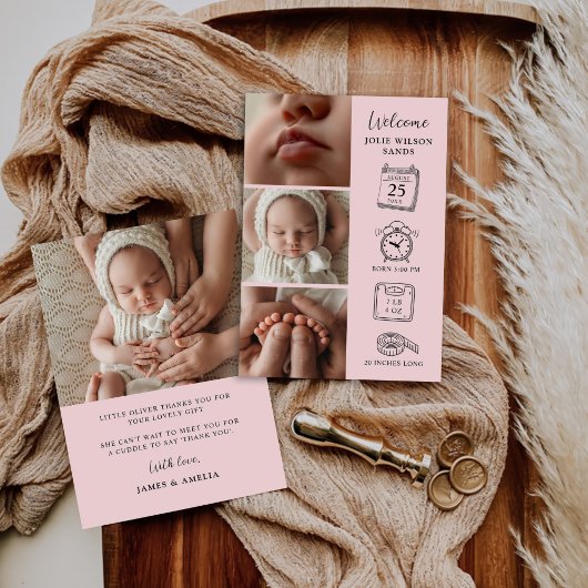 Carte de Faire-part de naissance Collage photo mod