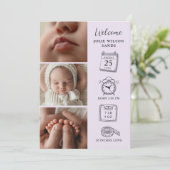 Carte de Faire-part de naissance Collage photo mod (Debout devant)