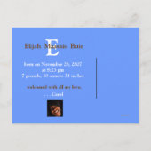 Carte de faire-part de naissance de bébé (Dos)