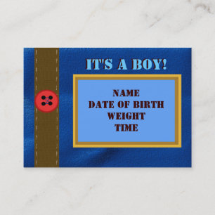 Carte de faire-part de naissance de denim