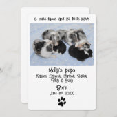 Carte de Faire-part de naissance de marionnette mi (Devant / Derrière)