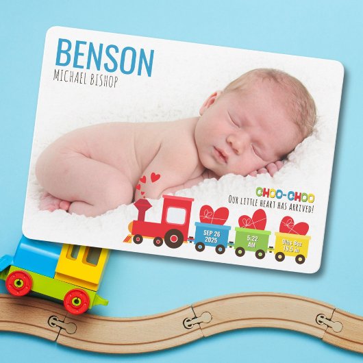 Carte de Faire-part de naissance de train Choo-Cho