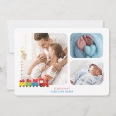Carte de Faire-part de naissance de train Choo-Cho (Dos)