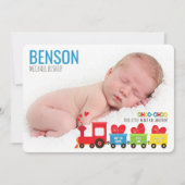 Carte de Faire-part de naissance de train Choo-Cho (Devant)
