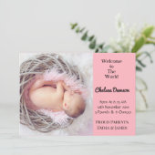 Carte de Faire-part de naissance moderne pour fill (Debout devant)