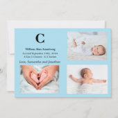 Carte de Faire-part de naissance Monogram Blue Bab (Devant)