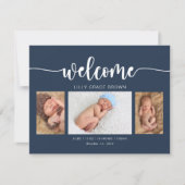 Carte de Faire-part de naissance photo bleue de la (Devant)