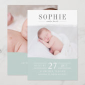 carte de faire-part de naissance photo de perfecti (Devant / Derrière)