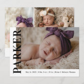 Carte de Faire-part de naissance photo Titre du no (Devant / Derrière)