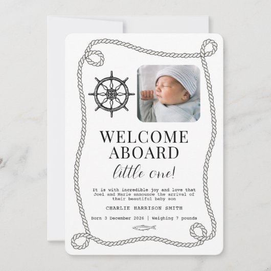 Carte de Faire-part de naissance pour bébé à thème (Devant)