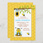 Carte de Faire-part de naissance pour bébé Bumble  (Devant / Derrière)