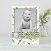 Carte de Faire-part de naissance pour bébé espace  (Debout devant)