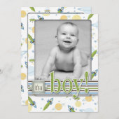 Carte de Faire-part de naissance pour bébé espace  (Devant / Derrière)