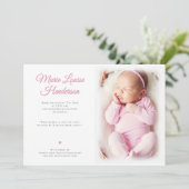 Carte de Faire-part de naissance pour bébé fille p (Debout devant)