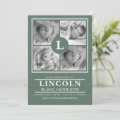 Carte de Faire-part de naissance pour bébé Monogra (Debout devant)