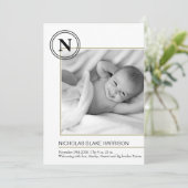 Carte de Faire-part de naissance pour bébé Monogra (Debout devant)