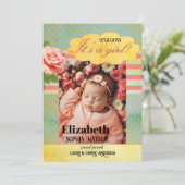 Carte de Faire-part de naissance pour fille de béb (Debout devant)