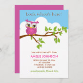 Carte de Faire-part de naissance pour fille de cho (Devant / Derrière)