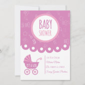 Carte de Faire-Part de Naissance Rose | Bébé Fille (Devant)