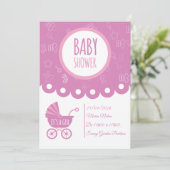 Carte de Faire-Part de Naissance Rose | Bébé Fille (Debout devant)