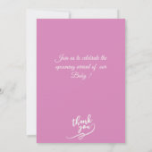 Carte de Faire-Part de Naissance Rose | Bébé Fille (Dos)