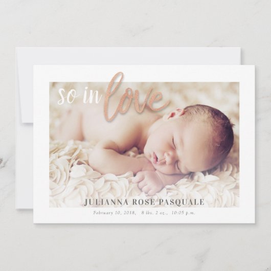Carte de Faire-part de naissance rose Gold So in L (Devant)