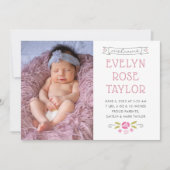 Carte de faire-part de naissance Rose Petite (Devant)