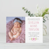 Carte de faire-part de naissance Rose Petite (Debout devant)