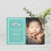 Carte de Faire-part de naissance Turquoise photo O (Debout devant)
