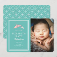 Carte de Faire-part de naissance Turquoise photo O
