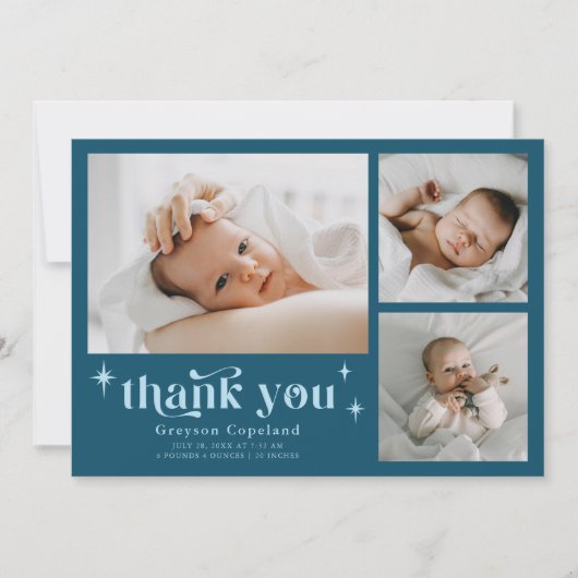 Carte de Faire-part de naissance Turquoise Retro S (Devant)