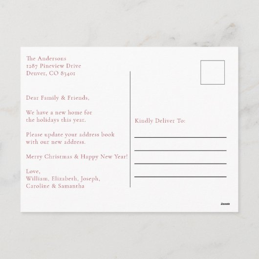 Carte de Faire-part de Noël de vacances (Dos)