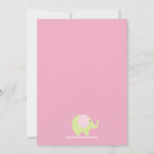 Carte de faire-part de photo de bébé d'éléphant (Dos)