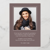 Carte de faire-part de remise de diplôme avec feui (Verso)