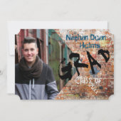 Carte de faire-part de remise de diplôme avec mur  (Devant)