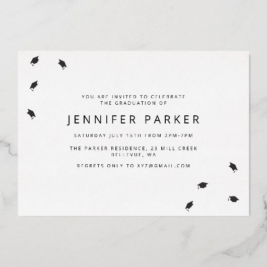 Carte de faire-part de remise de diplôme Bold Year (Verso)