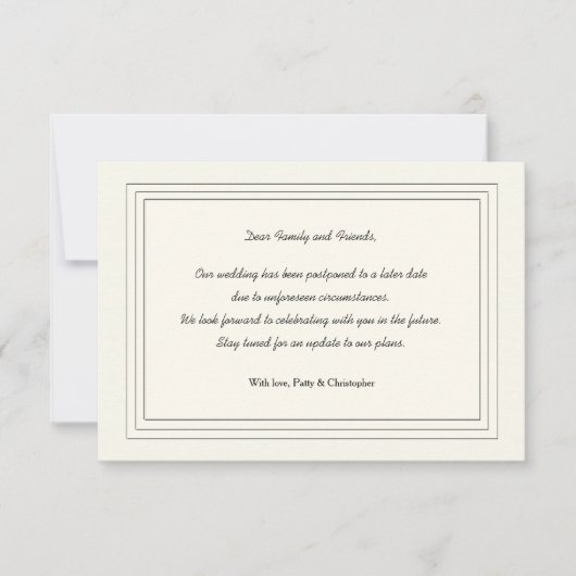 Carte de Faire-part de report classique (Devant)