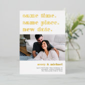 Carte de faire-part de report de mariage moderne e (Debout devant)