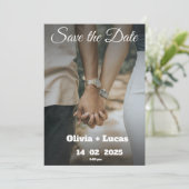Carte de faire-part de save the date photo tendanc (Debout devant)