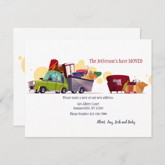 Carte de Faire-part déplacée (Devant / Derrière)