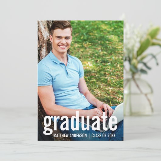 Carte de Faire-part d'études supérieures en photo (Debout devant)