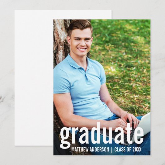 Carte de Faire-part d'études supérieures en photo (Devant / Derrière)