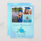 Carte de Faire-part diplômée de la tortue de mer (Devant / Derrière)