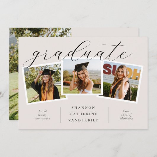 Carte de Faire-part d'obtention d'un collage photo (Devant / Derrière)