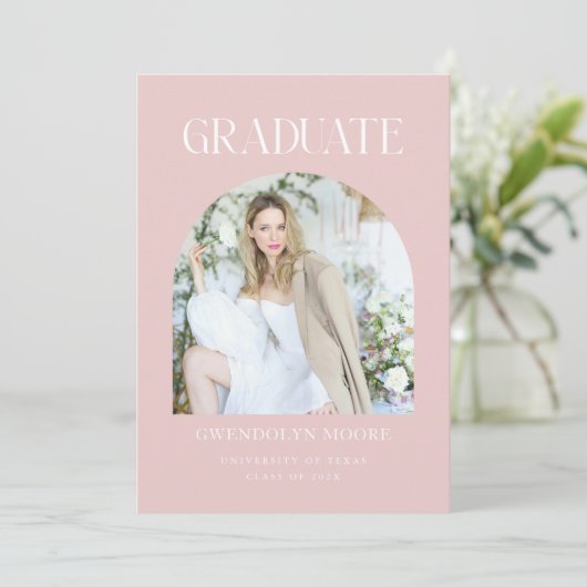 Carte de Faire-part d'obtention d'un diplôme d'étu (Debout devant)