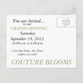 Carte de Faire-part d'ouverture d'entreprise Coutu (Dos)