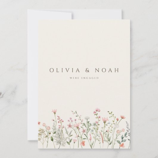 Carte de Faire-part Fiançailles Fleur sauvage simp (Devant)